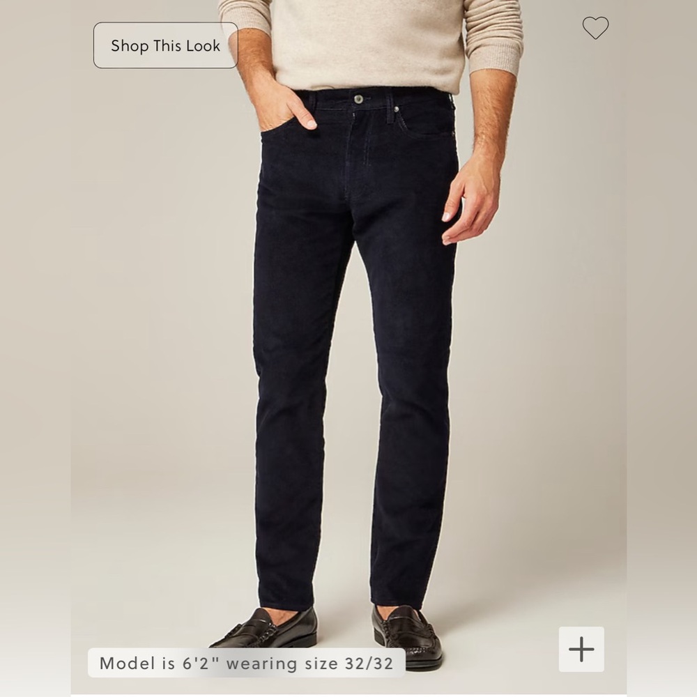 J. Crew Navy Corduroy pants in Slim-Straight 770, 35x32